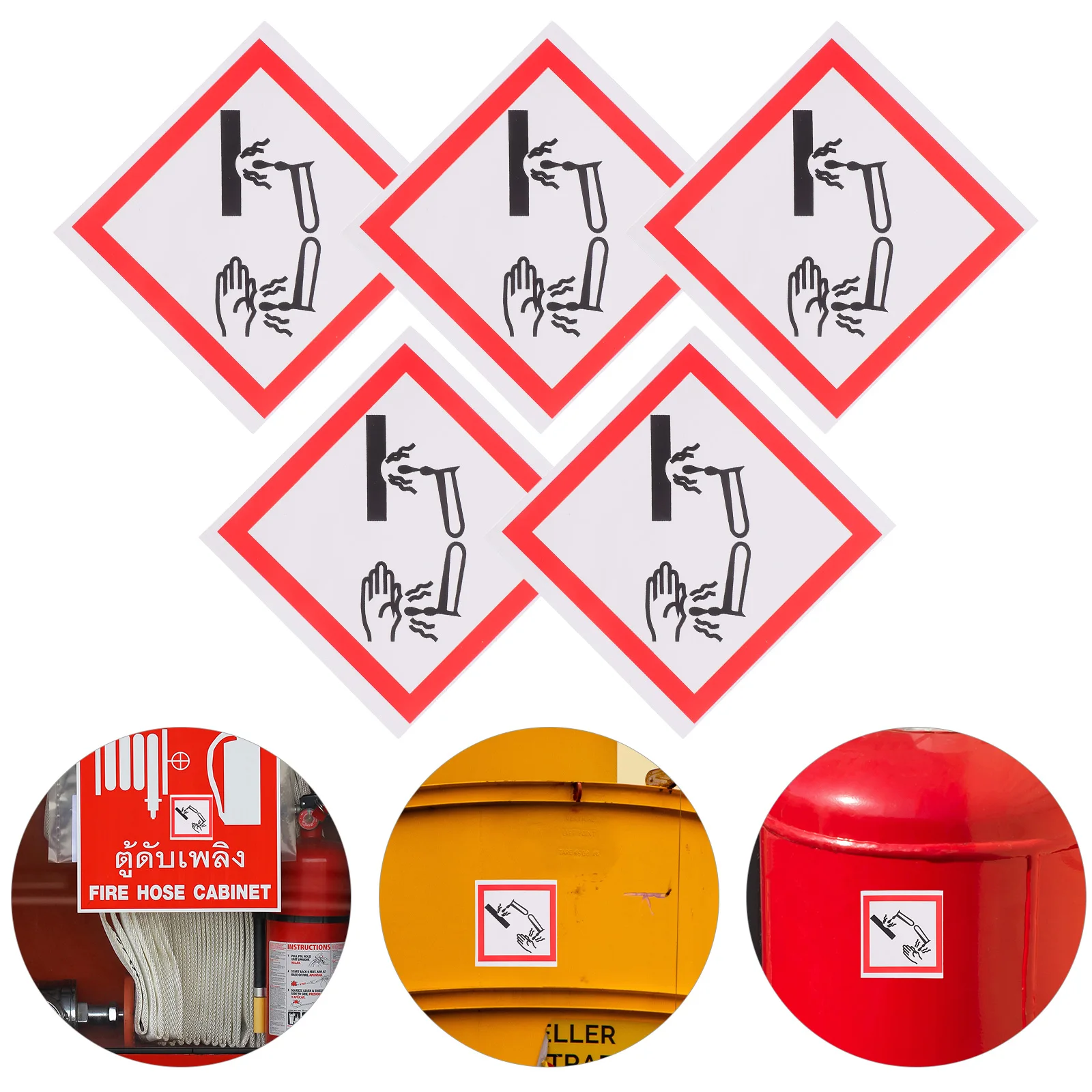 5pcs Corrosive Material Labels Safety Label For Hazmat Self-Adhesive Warning Sign Sticker Decals Industrial Chemical Pictogram