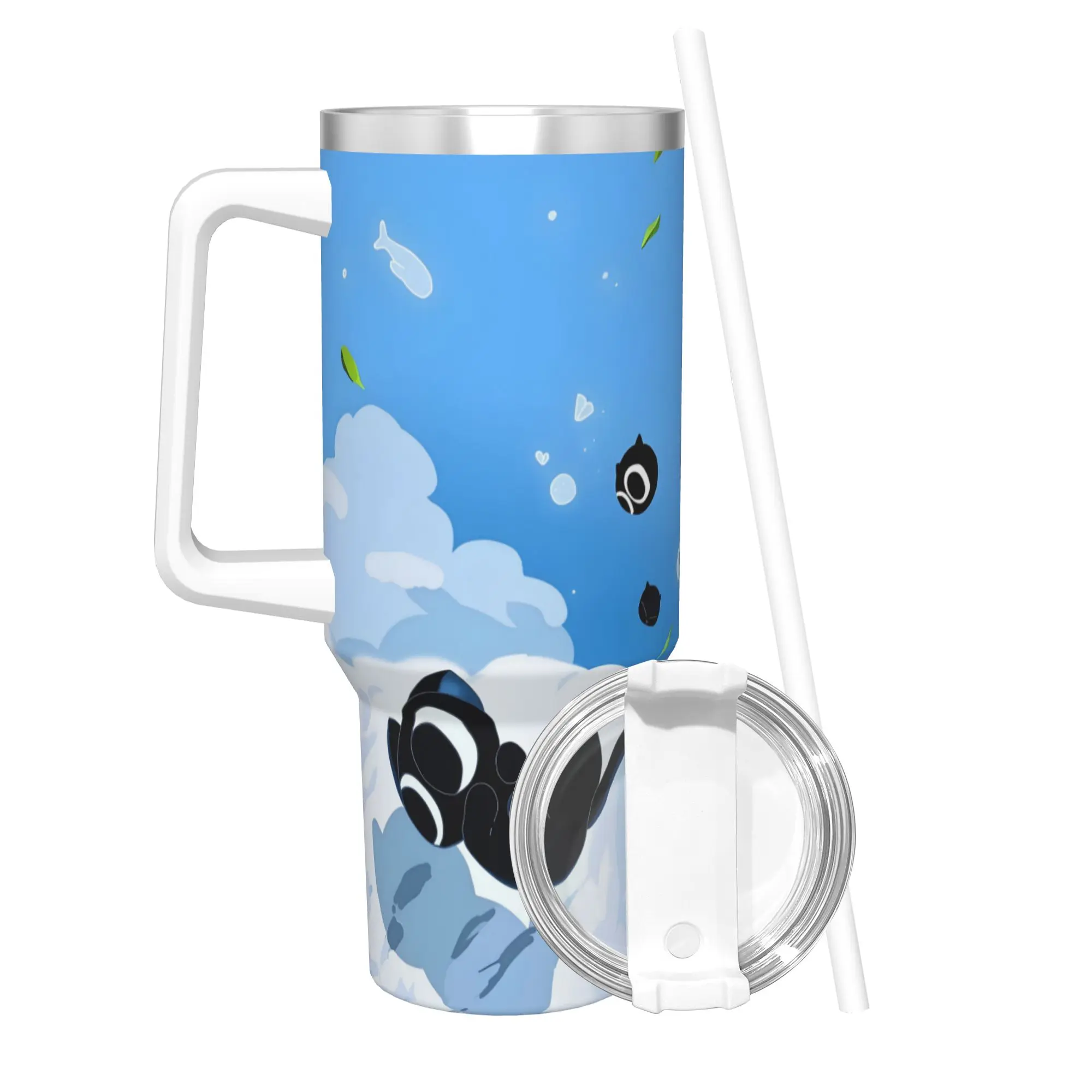 Stainless Steel Tumbler Kawaii Anime LUOXIAOHEIs Thermal Mug Black Cat Insulated Cold Drink Car Mugs Camping Water Bottle
