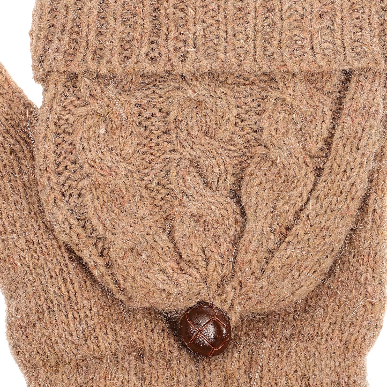 

Easily Portable Beige Warm Wool Knitted Fingerless Gloves With Mitten Cover For Women Cycling Mitts