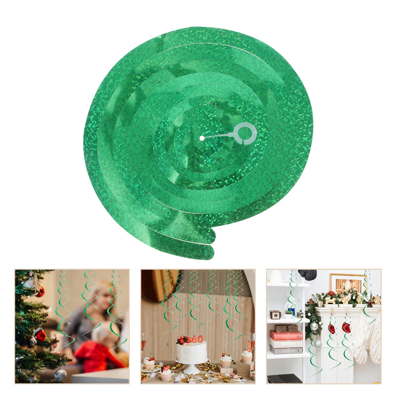 

6Pcs Spiral Hanging Decor Iridescent Foil Swirls Light Reflective Ceiling Decor for Christmas Valentine's Day Baby Shower Event