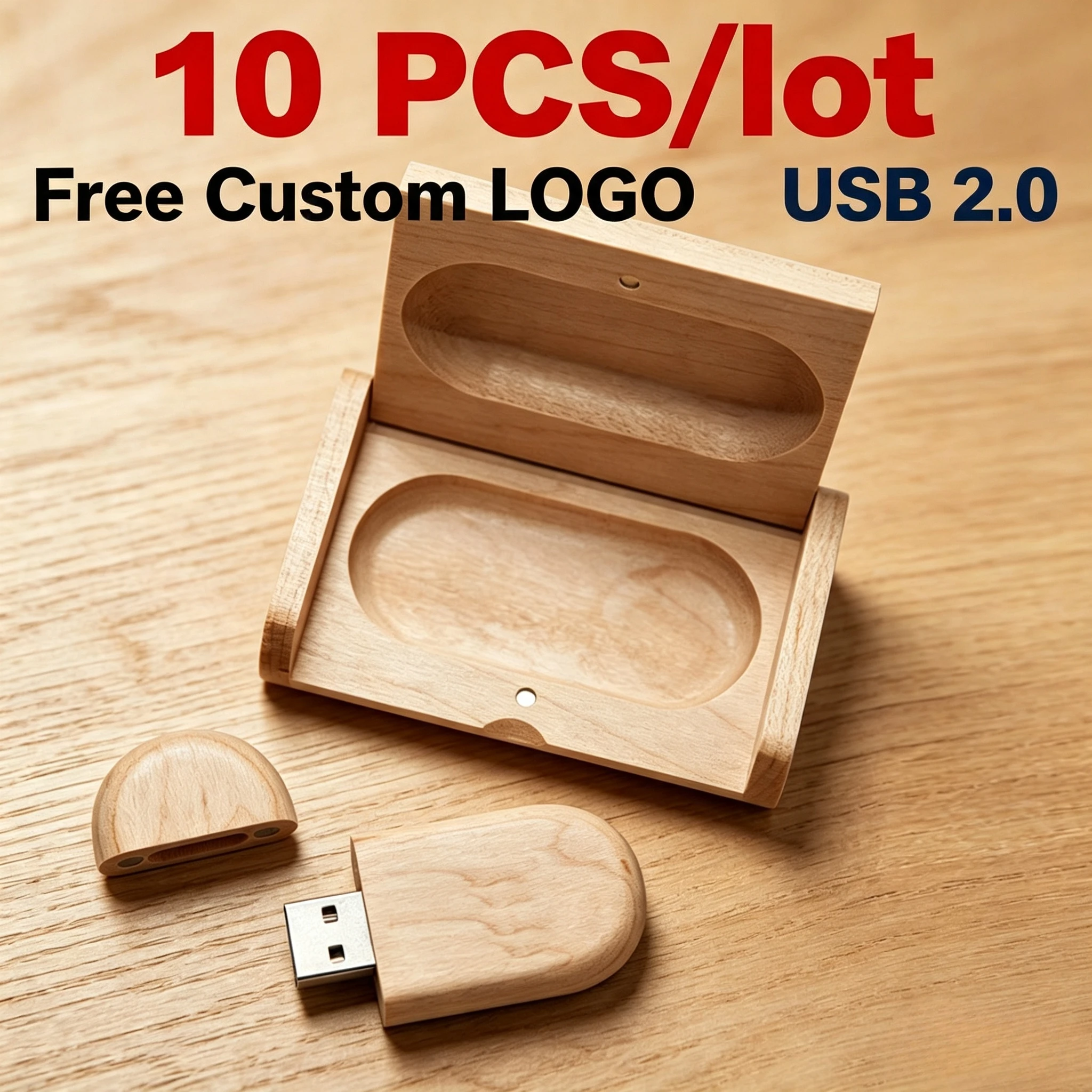 10pcs/lot Photography Studio USB Flash Drive 128GB Free Custom Logo Memory Stick 64B Maple Wood Pen Drive 32GB Wedding Gift