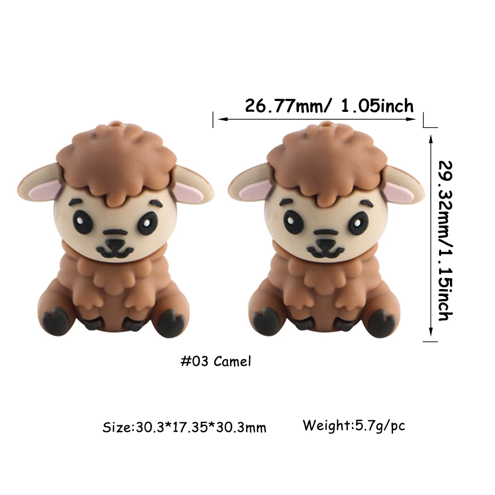 8 stks/partij 3D Model Cartoon Teddybeer Geit Dier Siliconen Kralen Voor Sieraden Maken DIY Armband Sleutelhanger Beadable Pen Accessorie