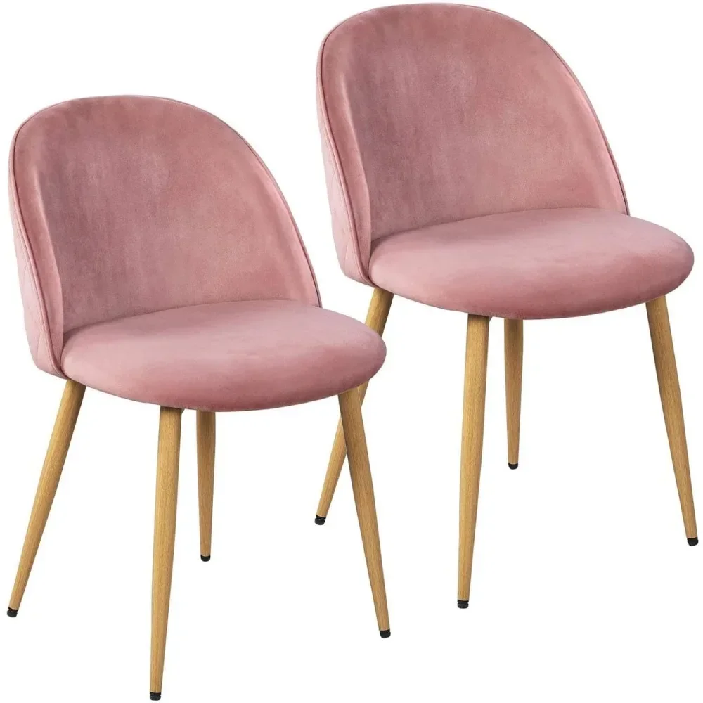 

Dining Chairs Pink Upholstered Side Chairs Kitchen Chairs with Soft Velvet Seat Backrest