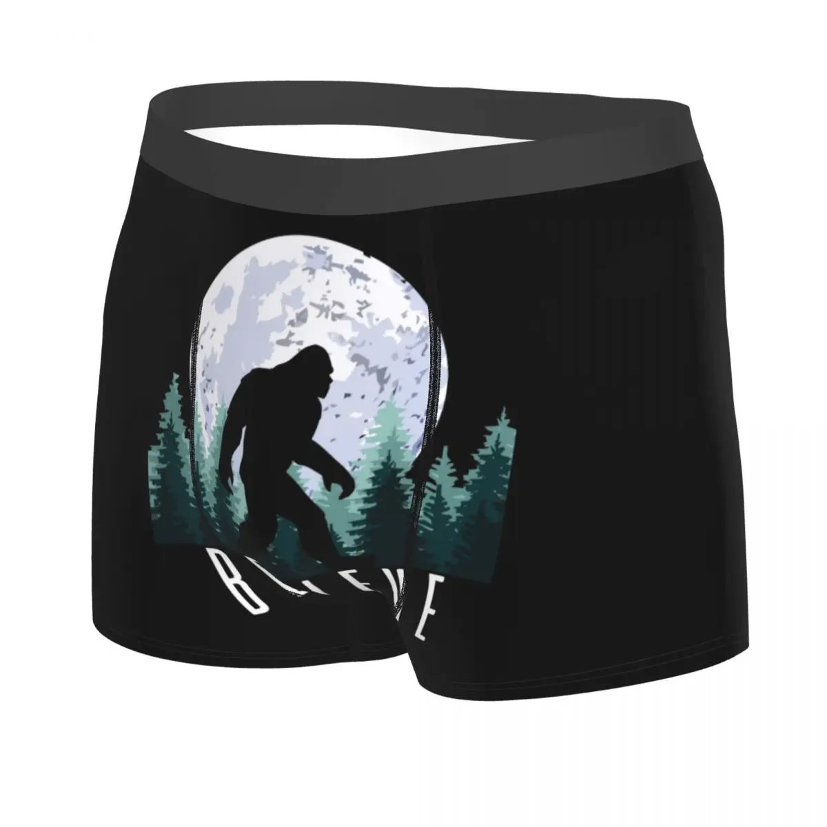 Custom Bigfoot Believe Underwear Men Printed Cute Boxer Briefs Shorts Panties Breathable Underpants