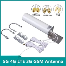 2*2 Cable TS9 SMA 5G 4G LTE 3G GSM Omni WiFi Antenna Waterpoof 600-4900MHz High Gain 28DBI Outdoor AP Amplifier Router Antenna