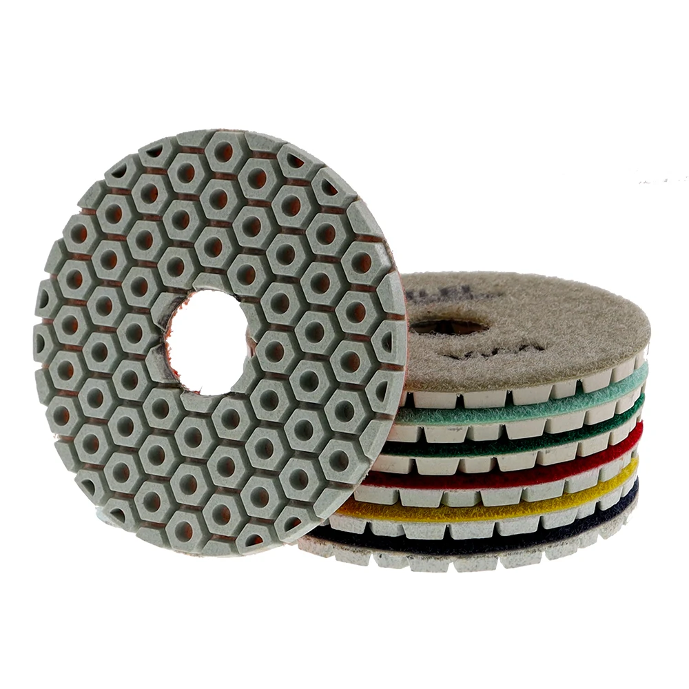 7PCS/Set Super 4Inch Diamond Polishing Pads Dry/Wet 100mm  Polishing Pad For Granite Marble Stone Concrete Grinding Discs