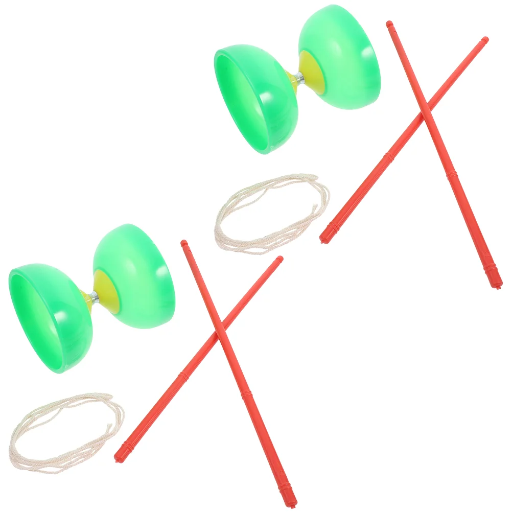 

2 Sets Three Bearing Diabolo Yoyo Elderly People Toy Kids Plaything Toddler Toys Classic Chinese Tpu Fitness