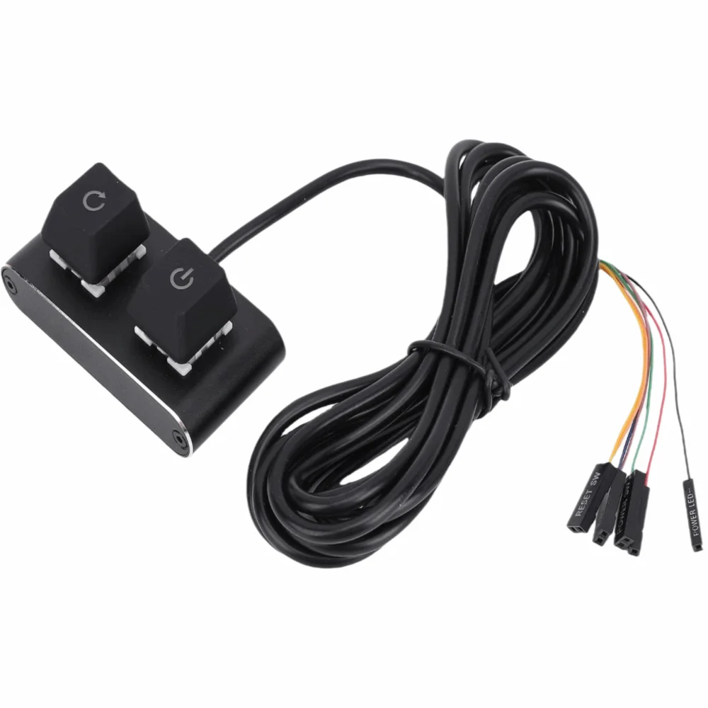 RGB LED External Desktop Power Switch HDD LED Light Metal Housing Computer Motherboard Switch ON Off Reset SW 2M Cable