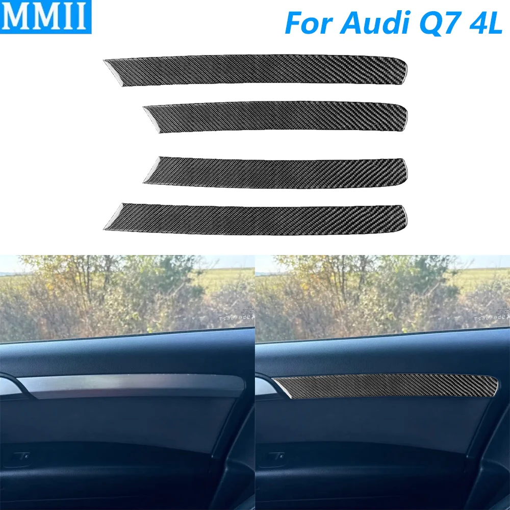 

Для Audi Q7 4L 2007-2015 углеродное волокно передняя задняя внутренняя дверная панель крышка декоративная наклейка для украшения салона автомобиля аксессуары
