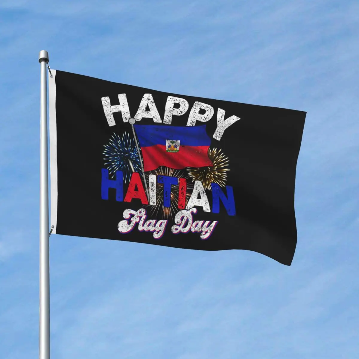 Happy Haitian Flag Day Pride Haiti 1804 Flag Hanging Polyeste Banner For Home Decoration 3x5 ft Funny Flags