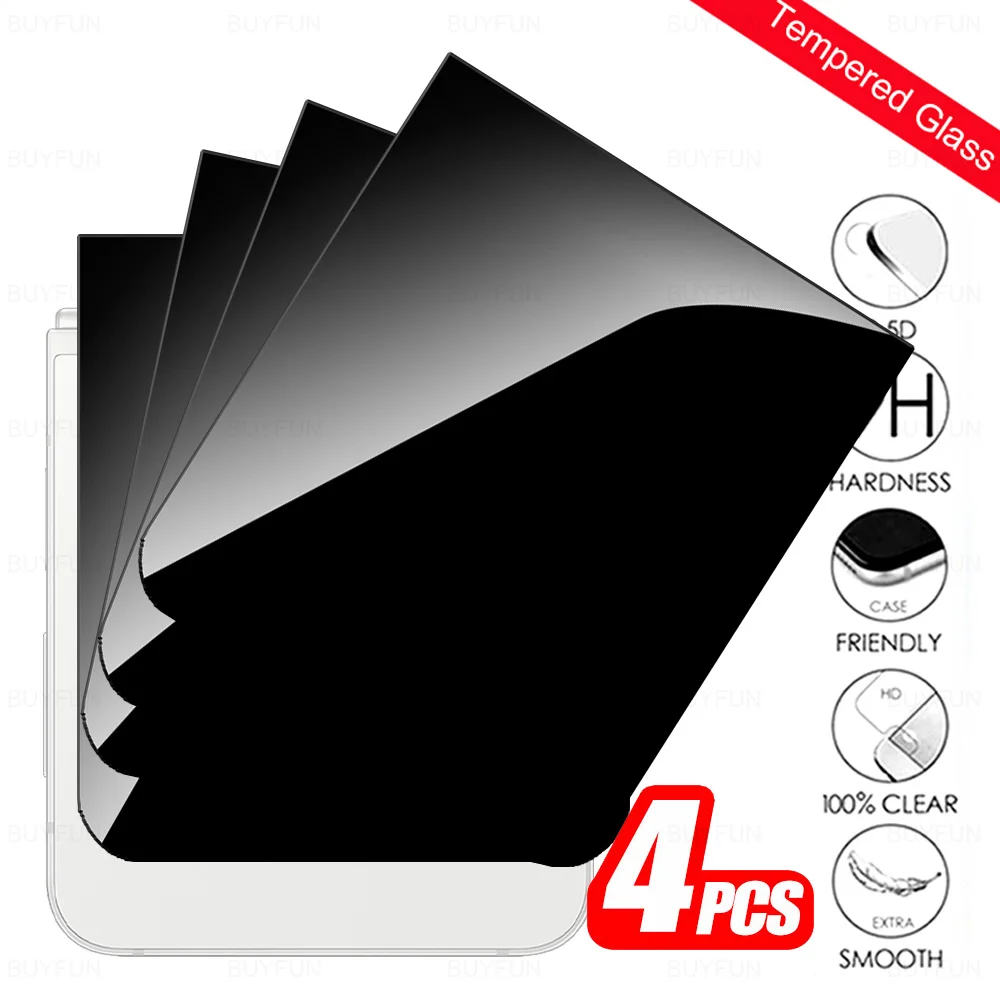 4 Pcs Black Back Tempered Glass For Samsung Galaxy Z Flip 6 ZFlip 5 Flip6 Flip5 ZFlip6 ZFlip5 5G Rear Protector Protective Film