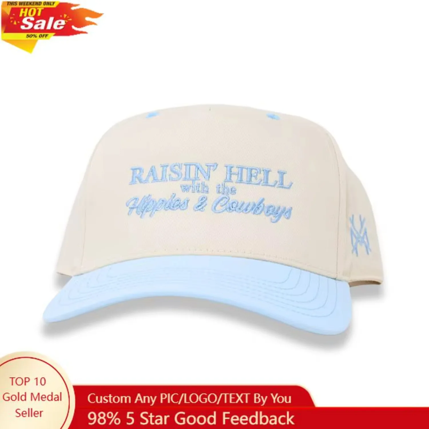 

Hippies and Cowboys Embroidered Trucker Hat Snapback Baseball Cap Fashion Dad Hats Adjustable Sunhat Outdoor Caps