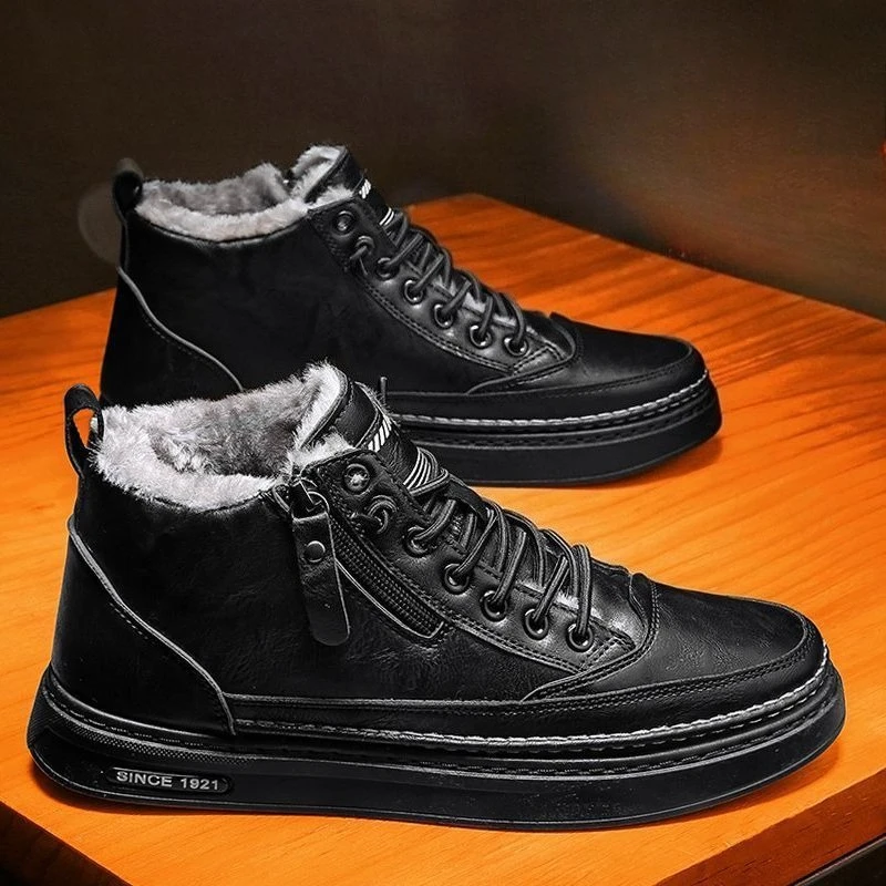 

Winter warm wear-resistant men's high top shoes men's trendy versatile casual thick soled board shoes