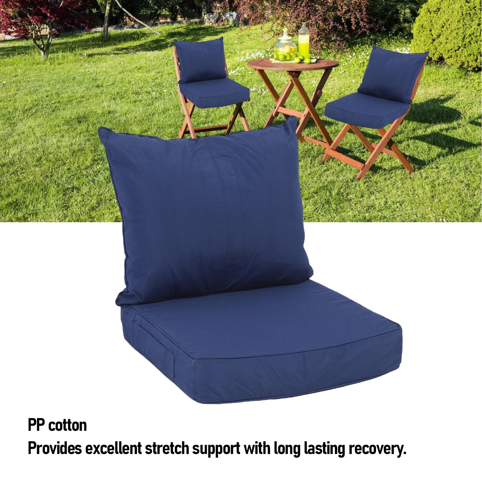 Outdoor Seating Cushion Set Integrated Thickened PP Cotton Easy To Clean Chair Cushion Set Weatherproof for Garden Patio Beach