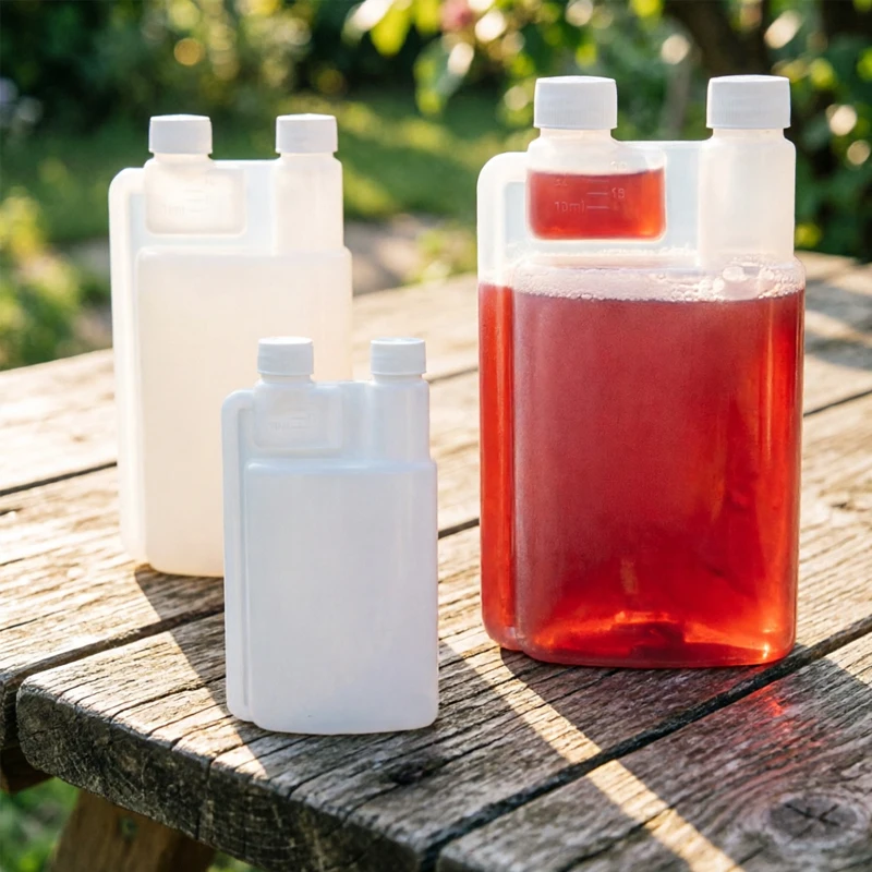 16 Oz Plastic Flask With Built In 0.84 Oz Portable Measuring Bottles For Liquid Beverage Oil Graduated Dispenser For Travel