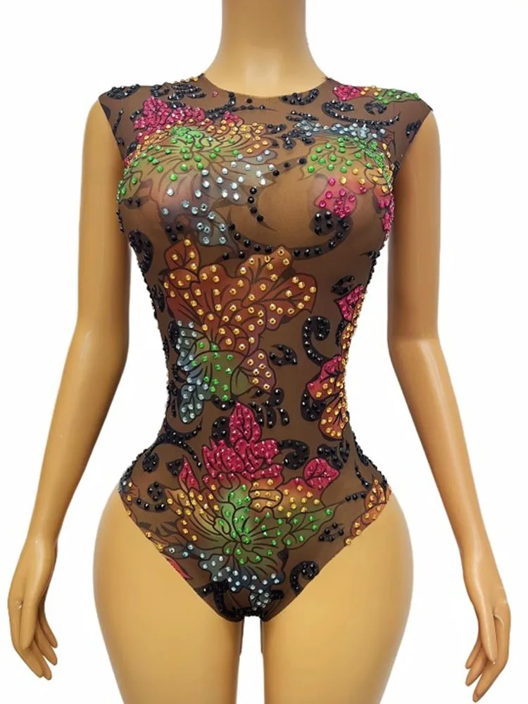 

High Quality Hot Diamond Elastic Printed Jumpsuit 2024 New Fashion Customized Women'S Clothing