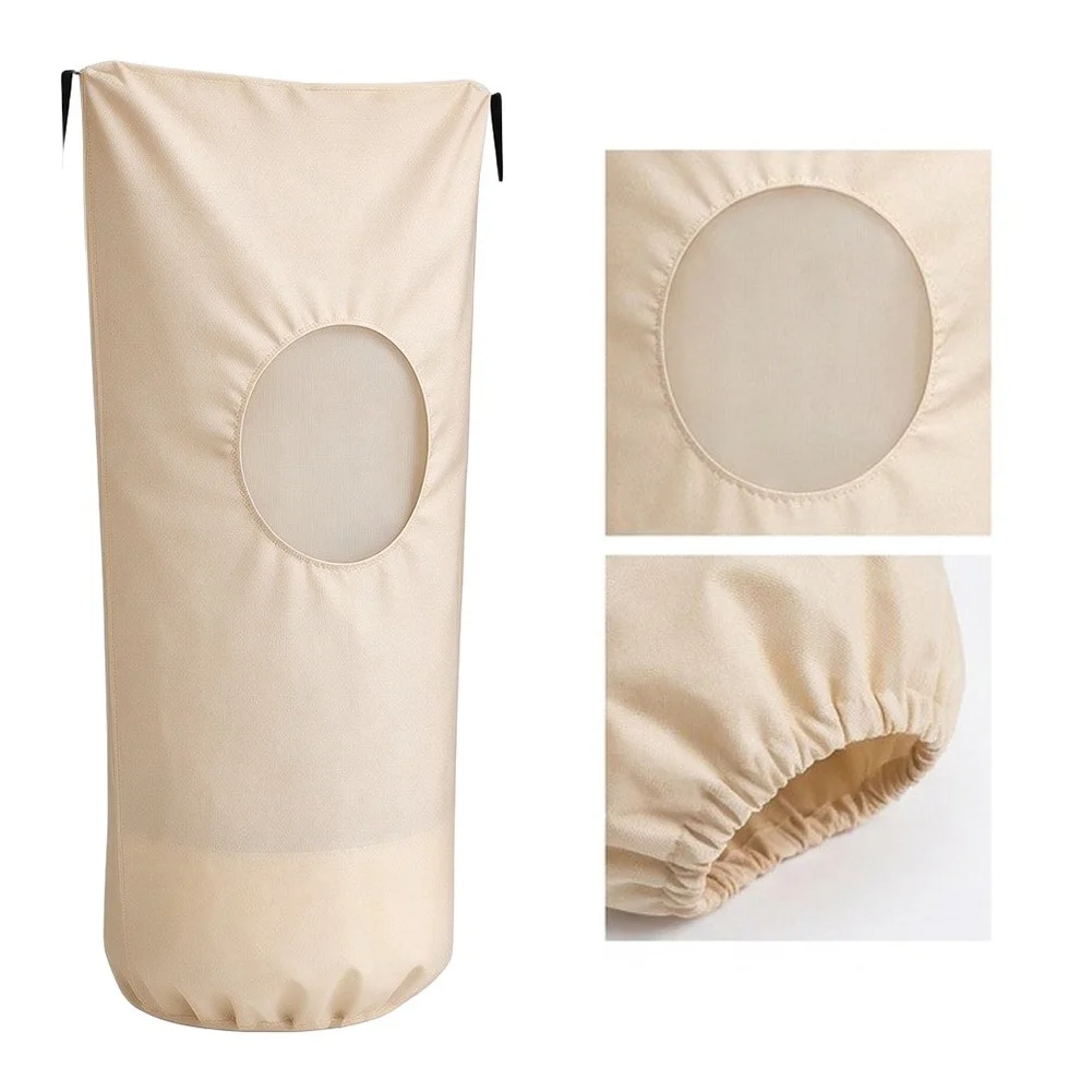 Brown Non-woven Plant Freeze Protection Cover With Visible Window Drawstring For Winter Frost Snow Shield Garden Shrub Care 5pcs