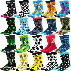 Autumn and Winter Male Funny Socks Boxing Happy Crew Role Play Black and White Checkerboard Socks Beer Female Socks Sokken