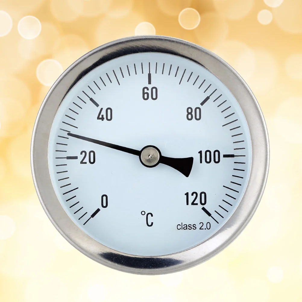 

63Mm Water Temperature Gauge Aluminum Case Horizontal Mount 0-120°C Waterproof Liquid Thermometer For Heating Oil Tank Pipe High