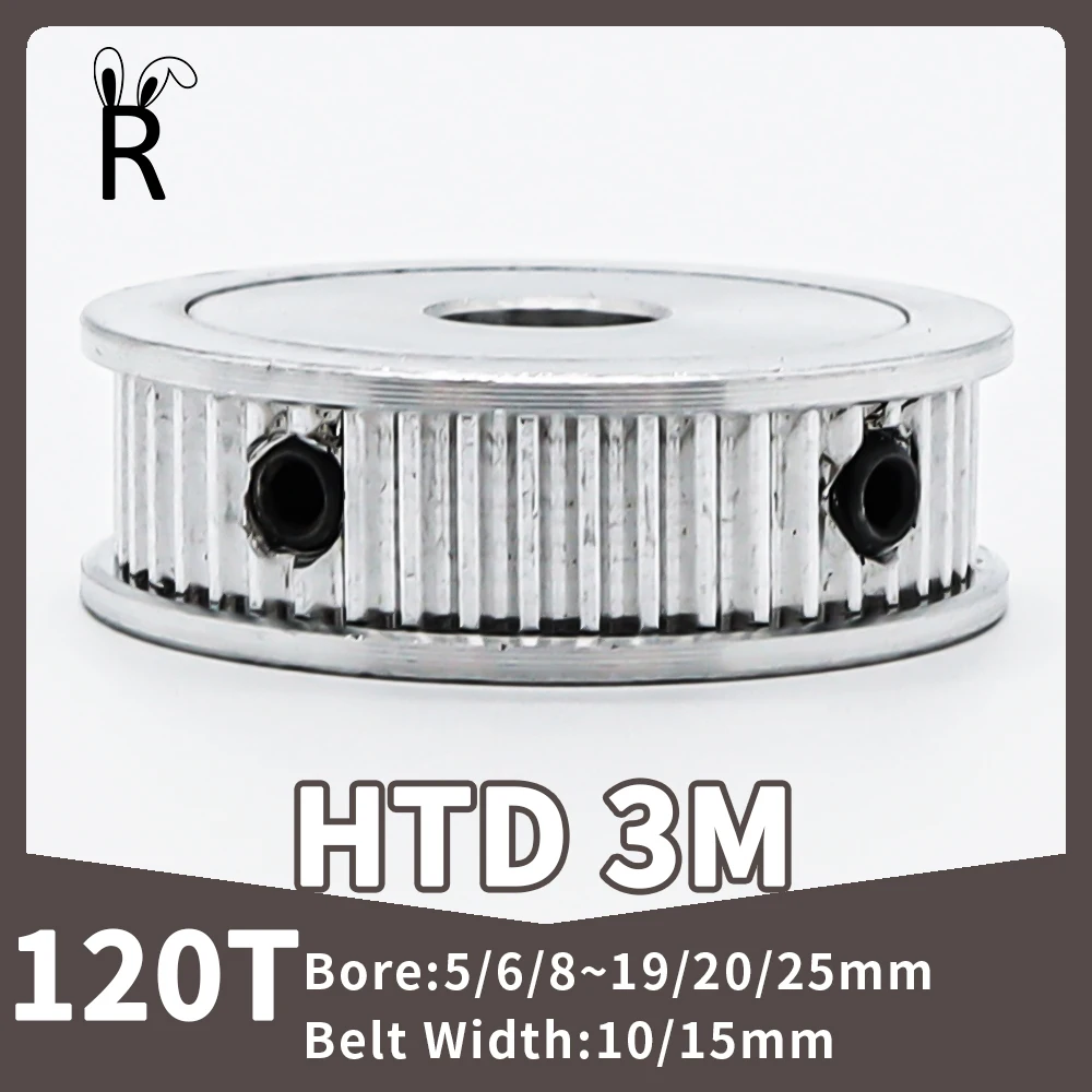 

120Teeth HTD 3M Timing Pulley Synchronous Wheels Bore 5/6/8~19/20/25mm 3M Gear Belt Pulley Width 10/15mm HTD3M 120T Pulley Wheel