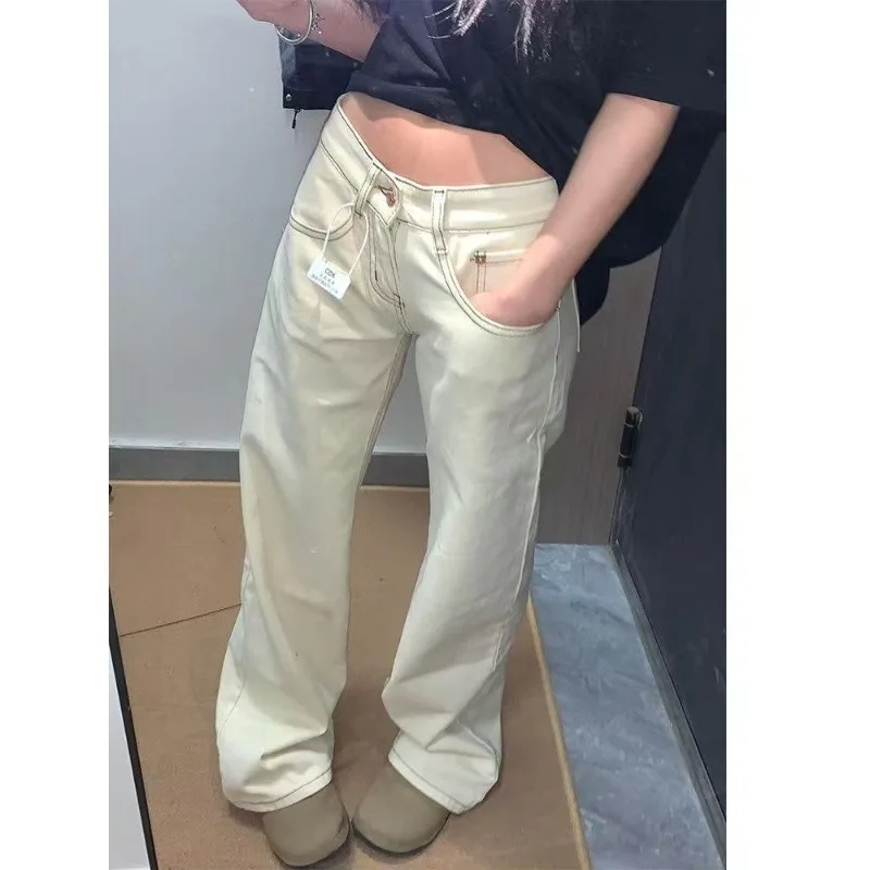 American Apricot Low-rise Straight Jeans Women's 2026 Summer New Loose and Thin Wide-leg Floor Pants