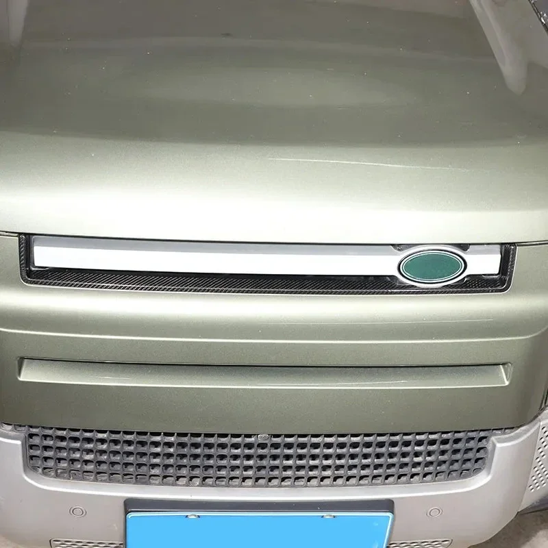 اكسسوارات السيارات ريال ألياف الكربون سيارة الجبهة مصبغة U على شكل تقليم لاند روفر ديفندر 90 110 130 2020-2024 #5