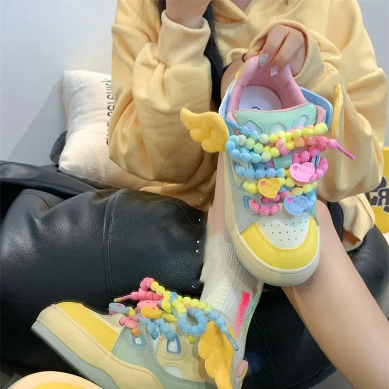 Women Platform Sneakers Kawaii Shoes Cute Flats School Vulcanize Footwear Skateboard Summer 2024 Tennis Female Korean Fashion