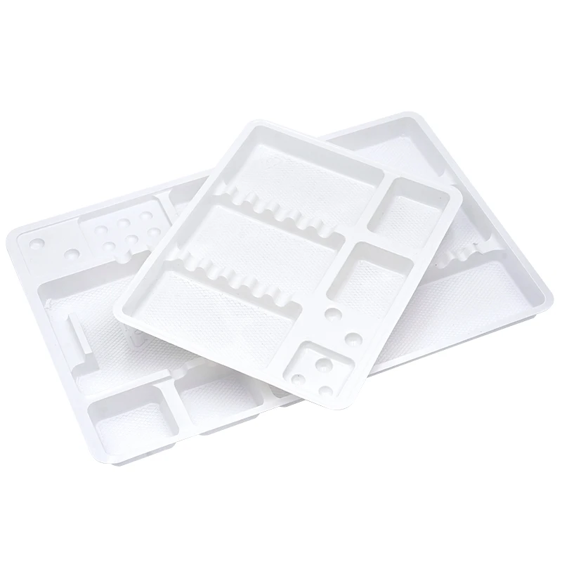 5pcs Dental Disposable Plastic Surgical Instrument Tray Box Segregated Placed Consumable for Medical Surgical Dental
