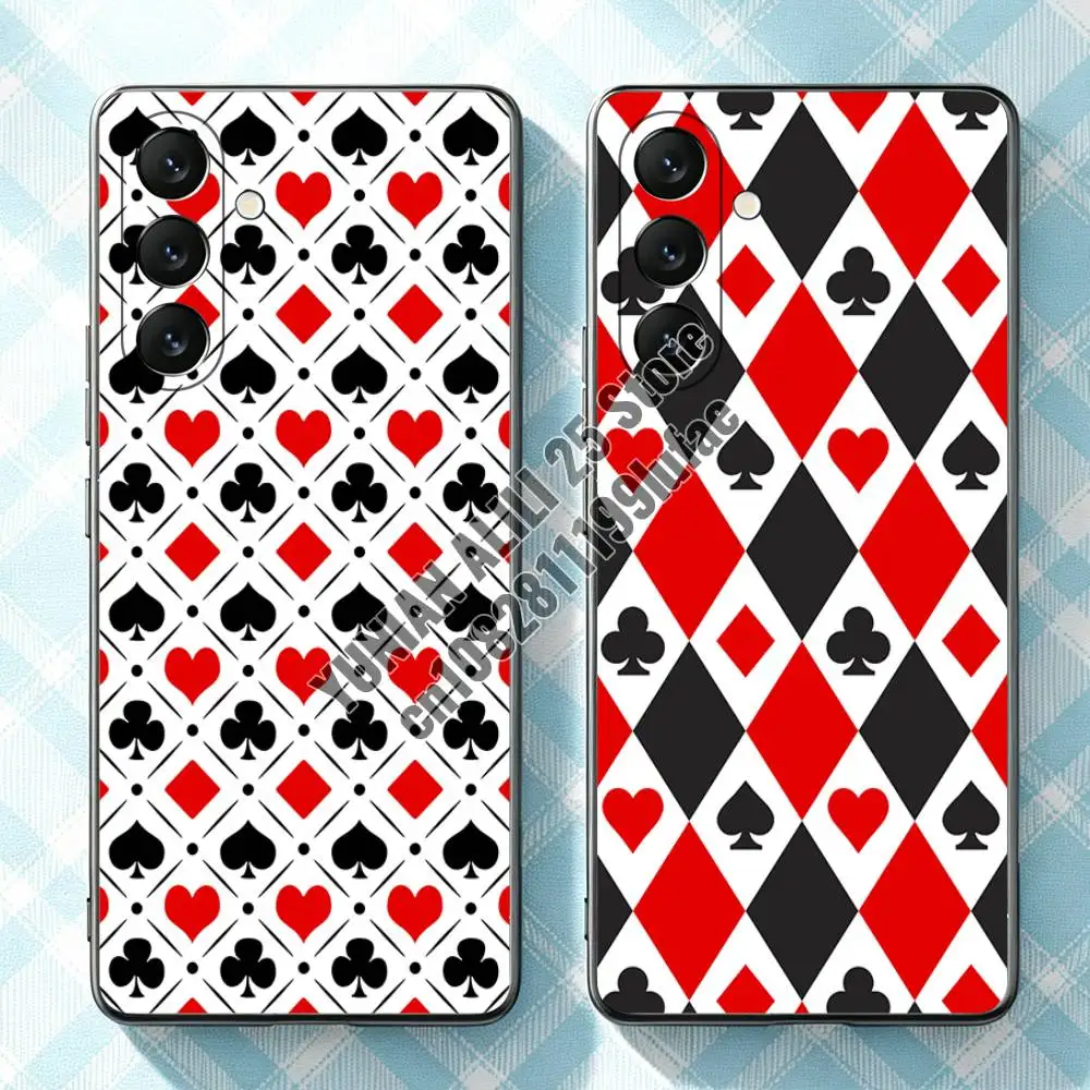 Poker Card Suit Art Phone Case for Samsung Galaxy S21 S22 S23 Ultra Plus S24 S25 S26 FE Lite TPU Protector