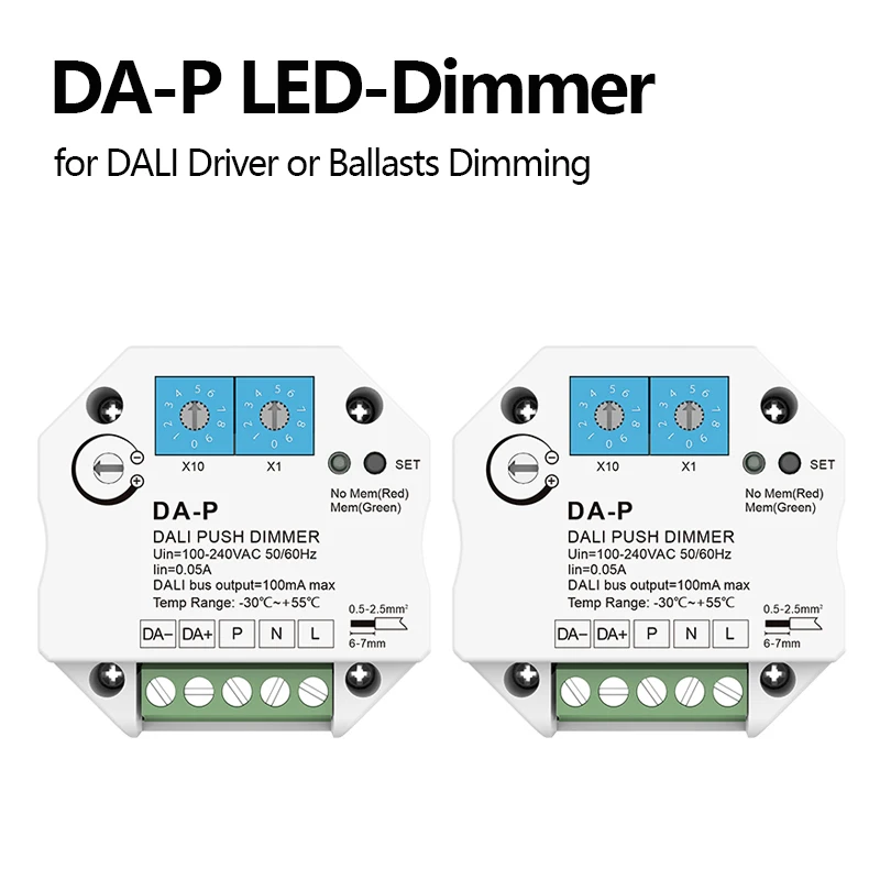 DA-P LED Dimmer 100-240V AC DALI Push Dimmer per Driver DALI o reattori Dimmer velocità regolabile con funzione di memoria Dimmer