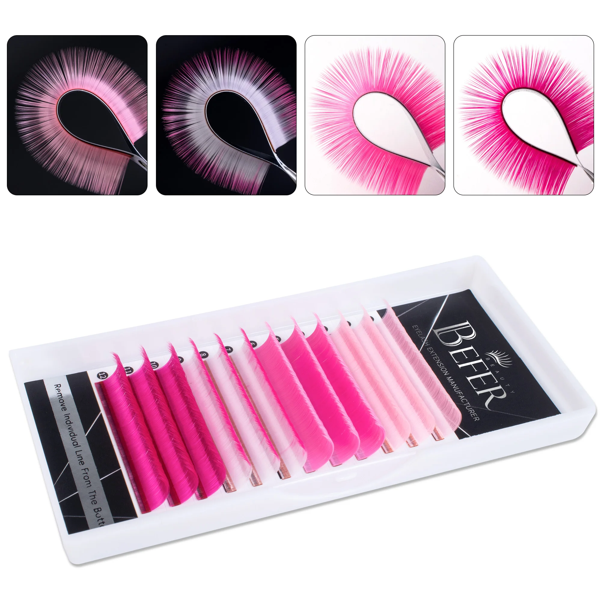 Befer Coloured Easy Fan Cosplay Volume Wimpernverlängerung Hochwertiges PBT Soft Easy Fanning Bloom Wimpern Austomatic Flowering – Detail 9
