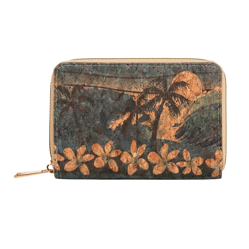 5pcs Card Holder Cork Leather Bird Coconut Tree Retro Short Wallet Mix Style