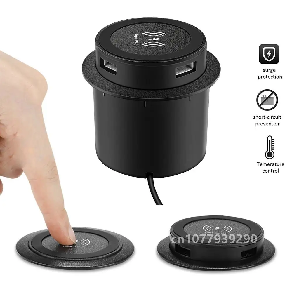 Fast Wireless Charger Pop-up Desktop Embedded Fast Wireless Charger With USB Port 30W Universal For Iphone Xiaomi Smartphone