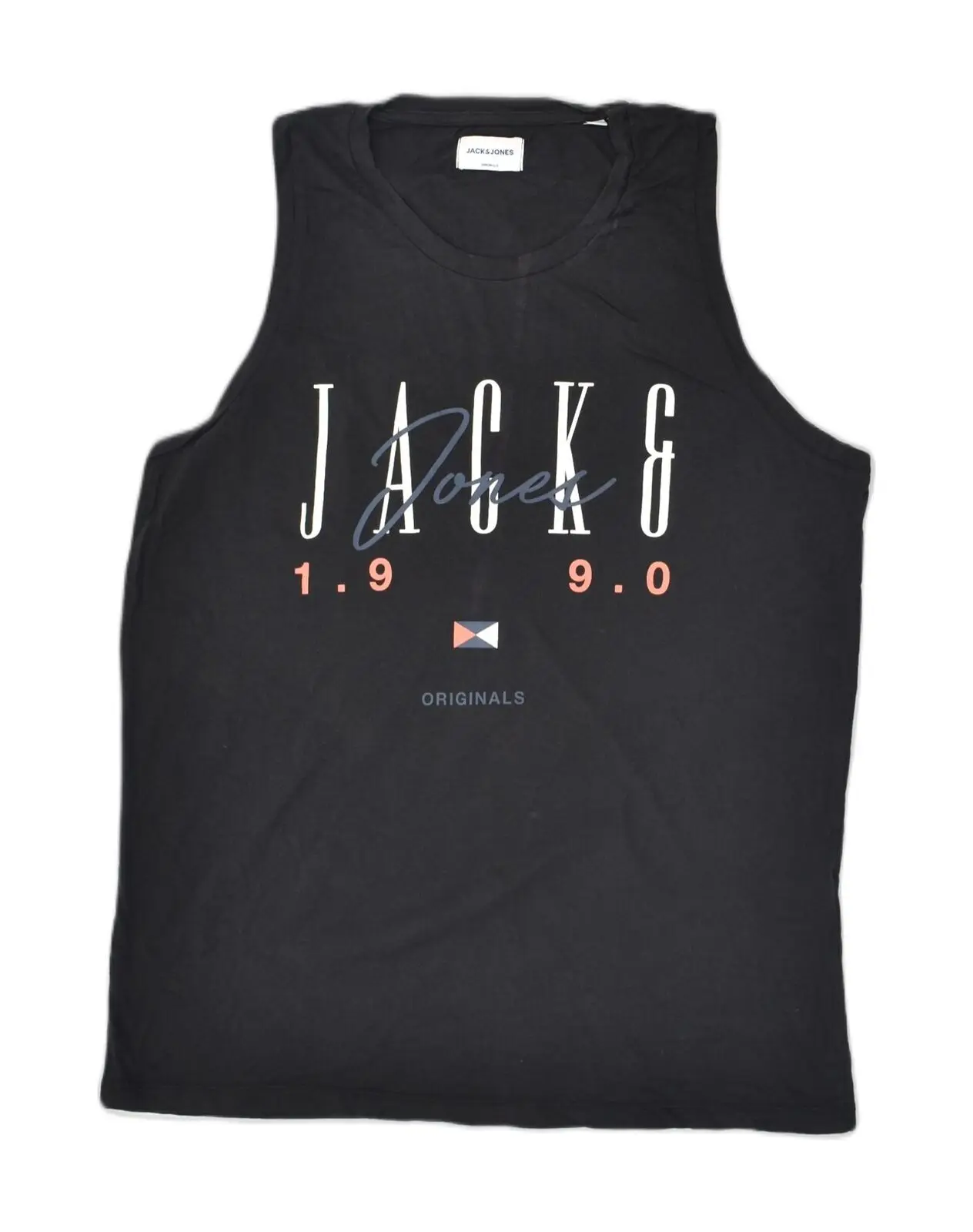 

JACK & JONES Mens Graphic Vest Top Medium Blue Cotton MV04