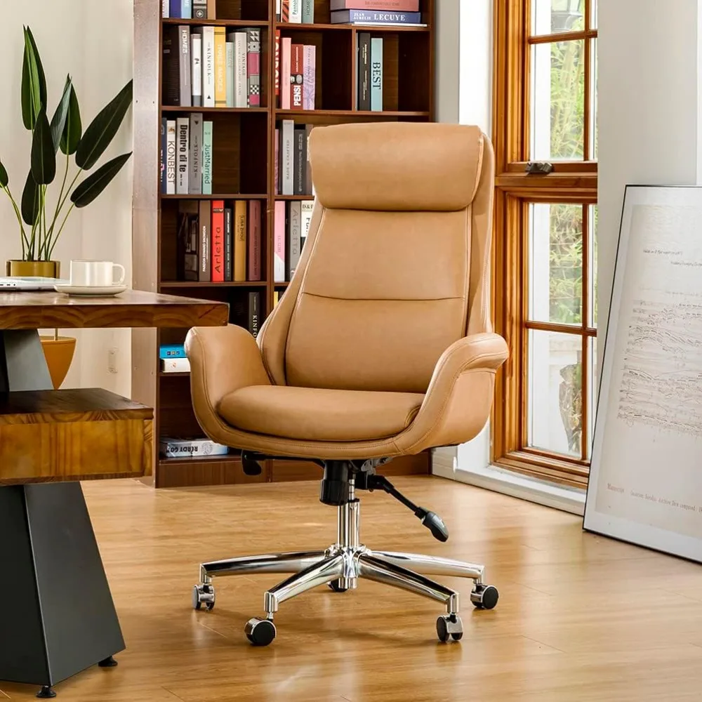 Modern Executive Office Chair, High Back PU Leather Ergonomic Computer Desk Chair, Adjustable Height Swivel Office Task