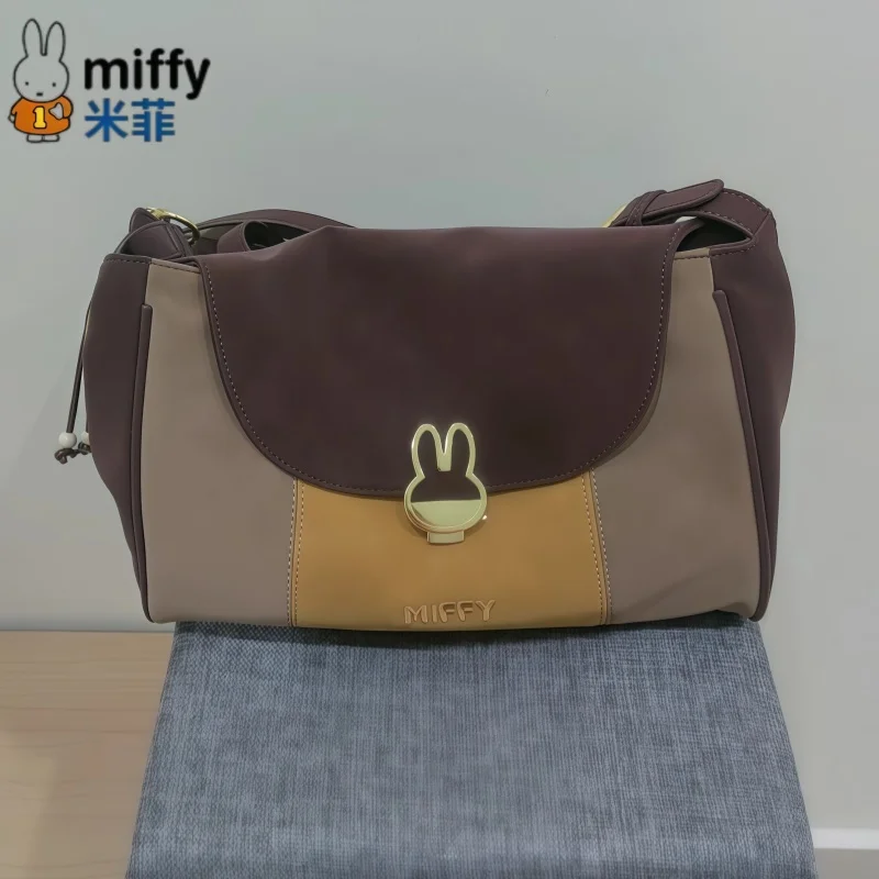 

Miffy Tote Bag Large Capacity Retro Color Block Single Shoulder Stylish Versatile Underarm Crossbody Bag Charm Collectible Gift