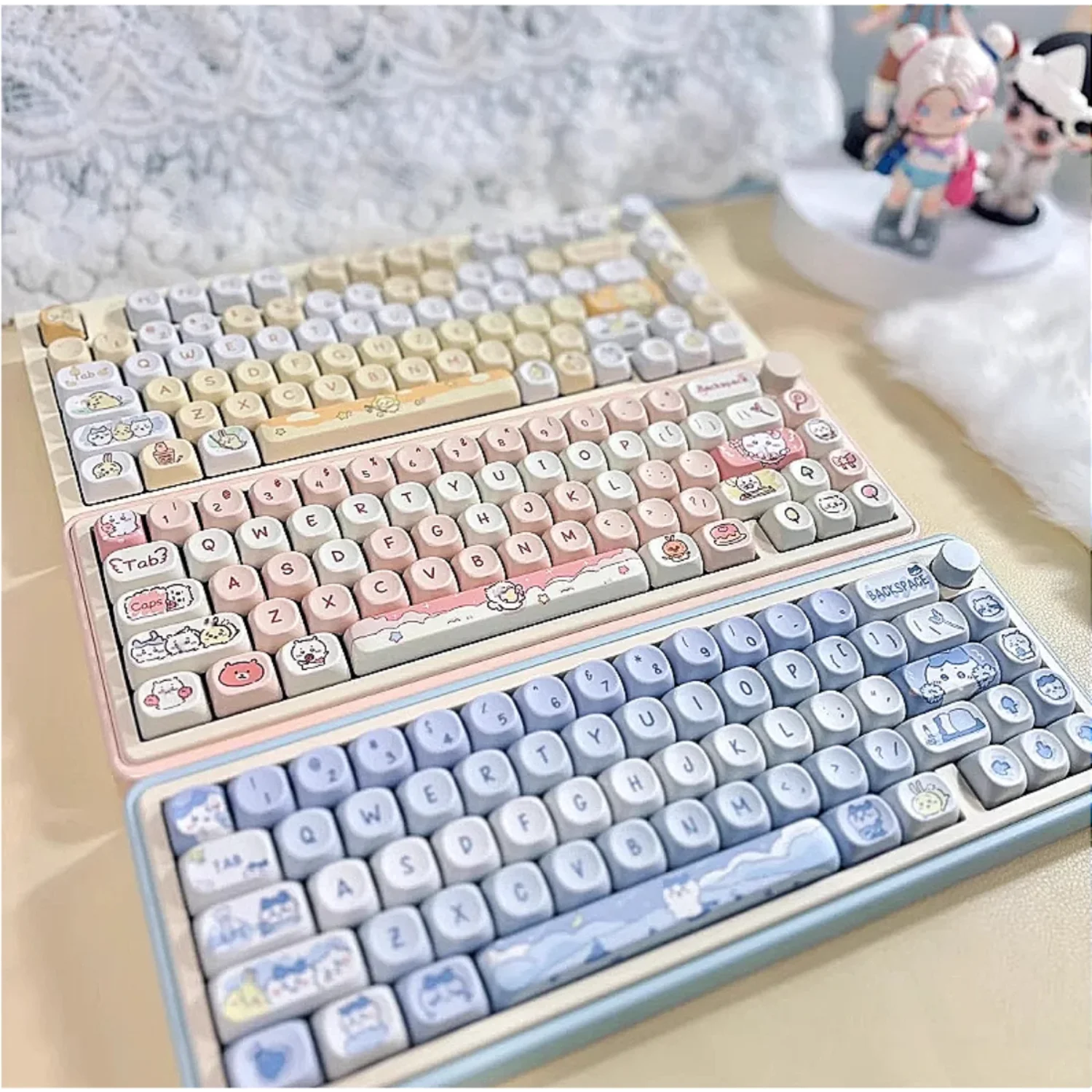 

Cute Girls MOA Keycaps PBT Usage Cat Afternoon Tea 95 Keys for 60/84 Mechanical Keyboard MX Switch