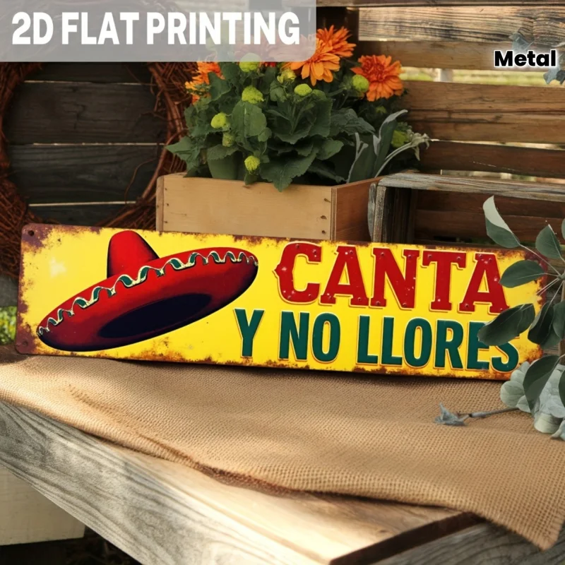2DPlane - [2DPlane] 2DFlatbed Printing，1A vintage one“Singing，Don't cry”Metal Sign