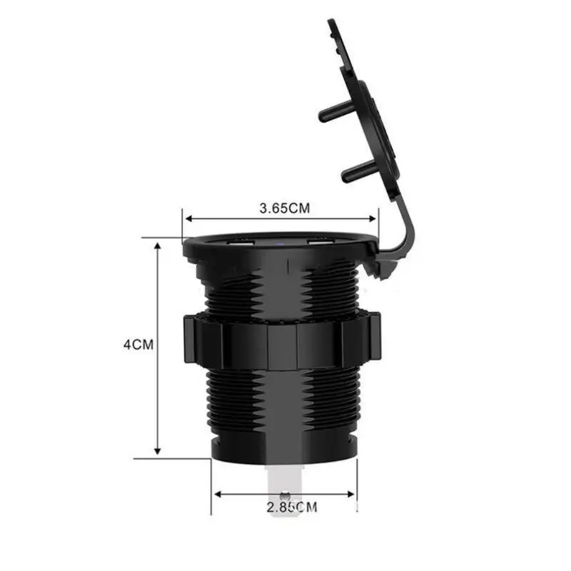 652F 5V 2.1A Waterproof Dual Ports USB Socket Adapter Power Outlet for 12-24V Motorcycle Vehicles Car Boat