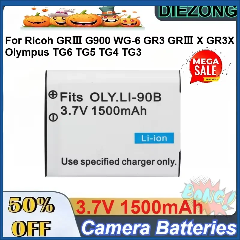 2 pcs DB-110 3.7V 1500mAh Battery for Ricoh GRⅢ G900 WG-6 GR3 GRⅢ X GR3X Olympus TG6 TG5 TG4 TG3 TG2 TG1 XZ-2 Camera