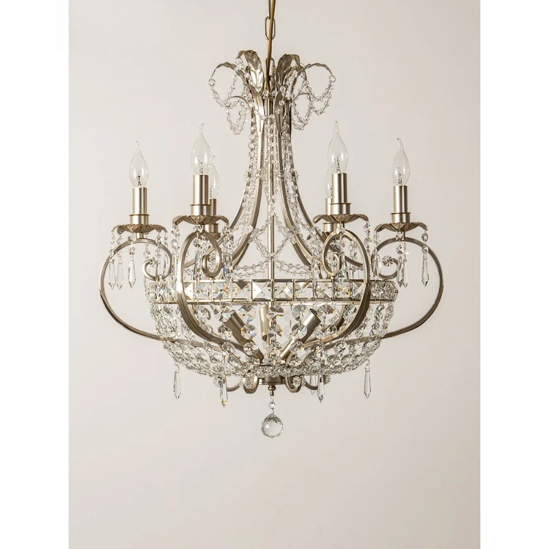 Living room dining room light, high-end American-style ancient villa empty crystal candle light