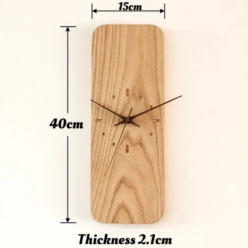 Solid Wood Vintage Silent Wall Clocks Artistic Rectangle Numberless Living Room Wall Clocks Creative Modern Simple Home Decor