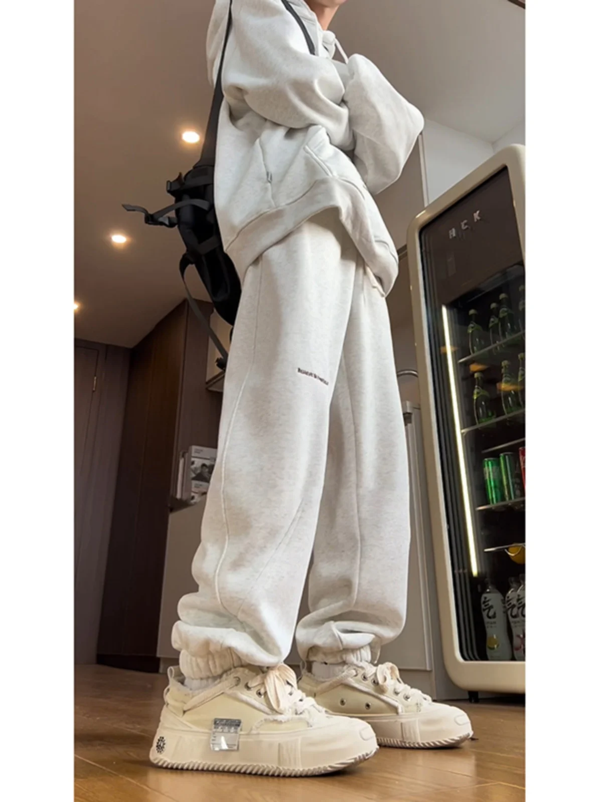 

American Sle Casual Sports Pants Men's High Waist Loose Fit Long Trousers Floral ey Heavy Weight Summer Extended Size