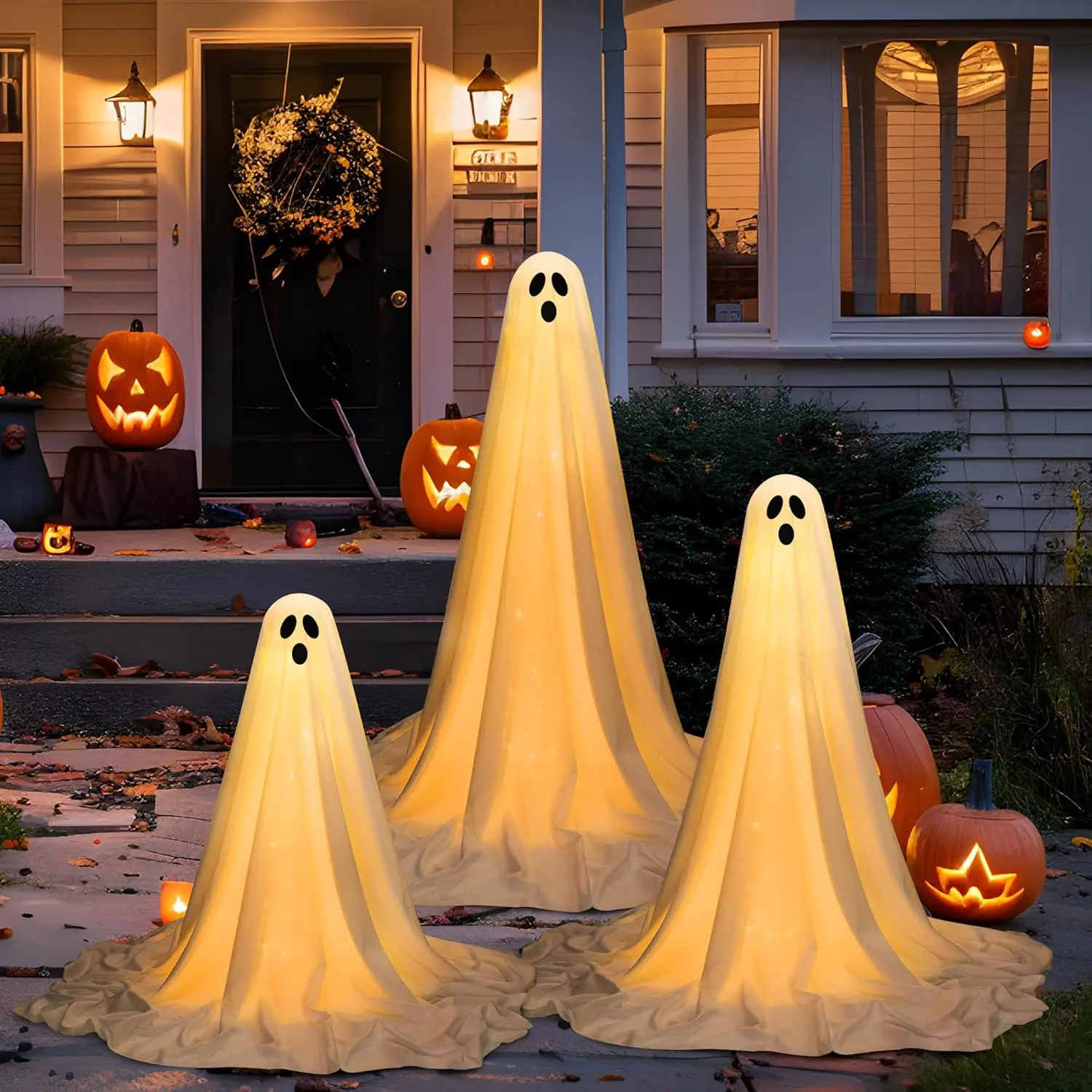 

3 Packs Halloween Decorations Outdoor Extra Large Stand Ghost Halloween Decor, 3 Size Spooky Ghost