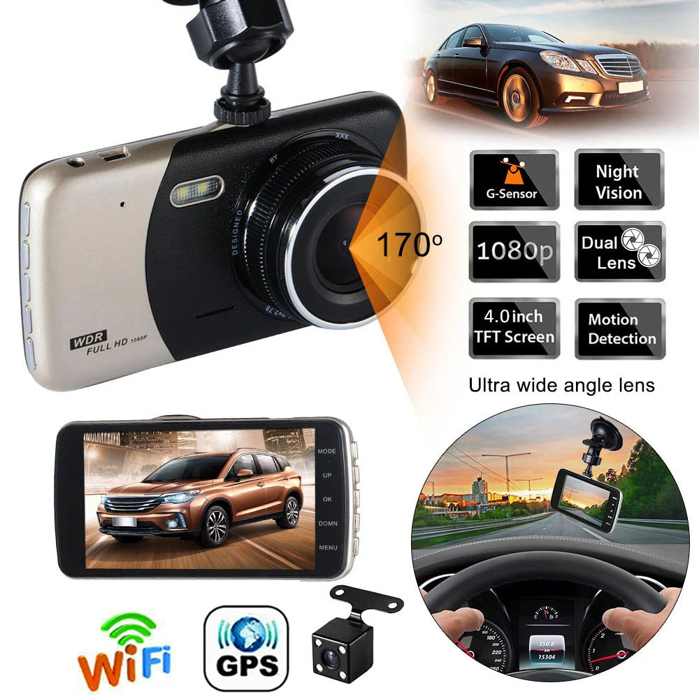 Car DVR WiFi Dash Cam Full HD 1080P Vehicle Cameras Driving Recorder Auto Dashcam Black Box GPS Car Accessories Night Vision