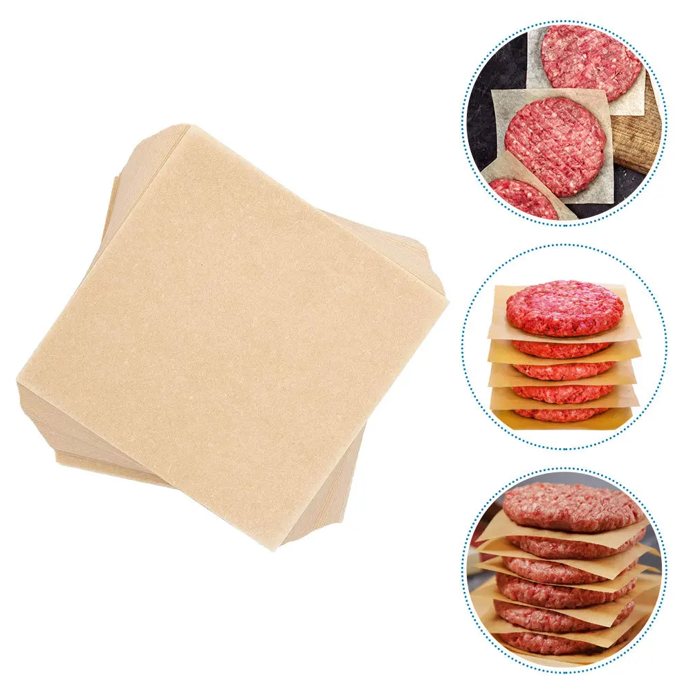 

500Pcs Nonstick Burger Patties Paper Greaseproof Squares Food Wrapping Sheets for Sandwich Cookies Baking Patties Paper