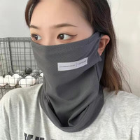 Summer Ice Silk Sunscreen Mask For Men Women Outdoor Cycling Face Cover Solid Color Neck Wrap UV Protection Ear Bandana Scarf