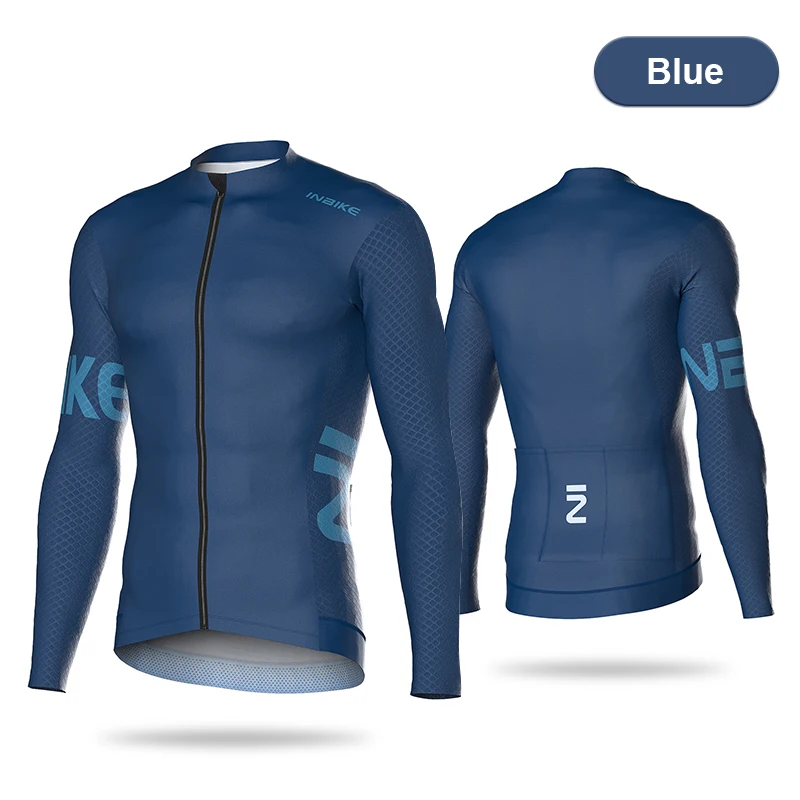 INBIKE Radtrikot Langarm Herren Top Atmungsaktives Radtrikot Schnelltrocknendes Rennradtrikot mit drei Taschen 3