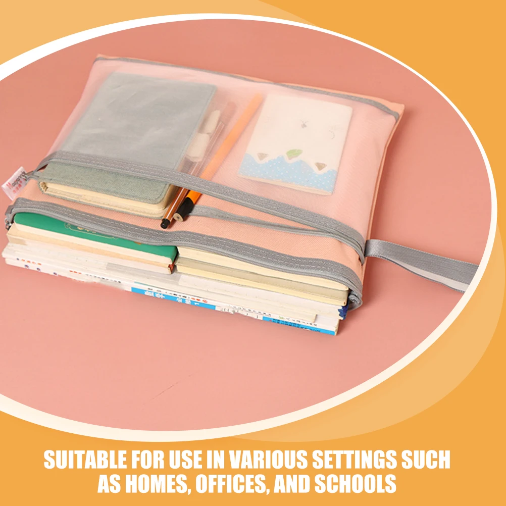 4 Pcs A4 Transparent Zipper File Bags Large Capacity Document Storage Organizer Students Office Home Folder Container