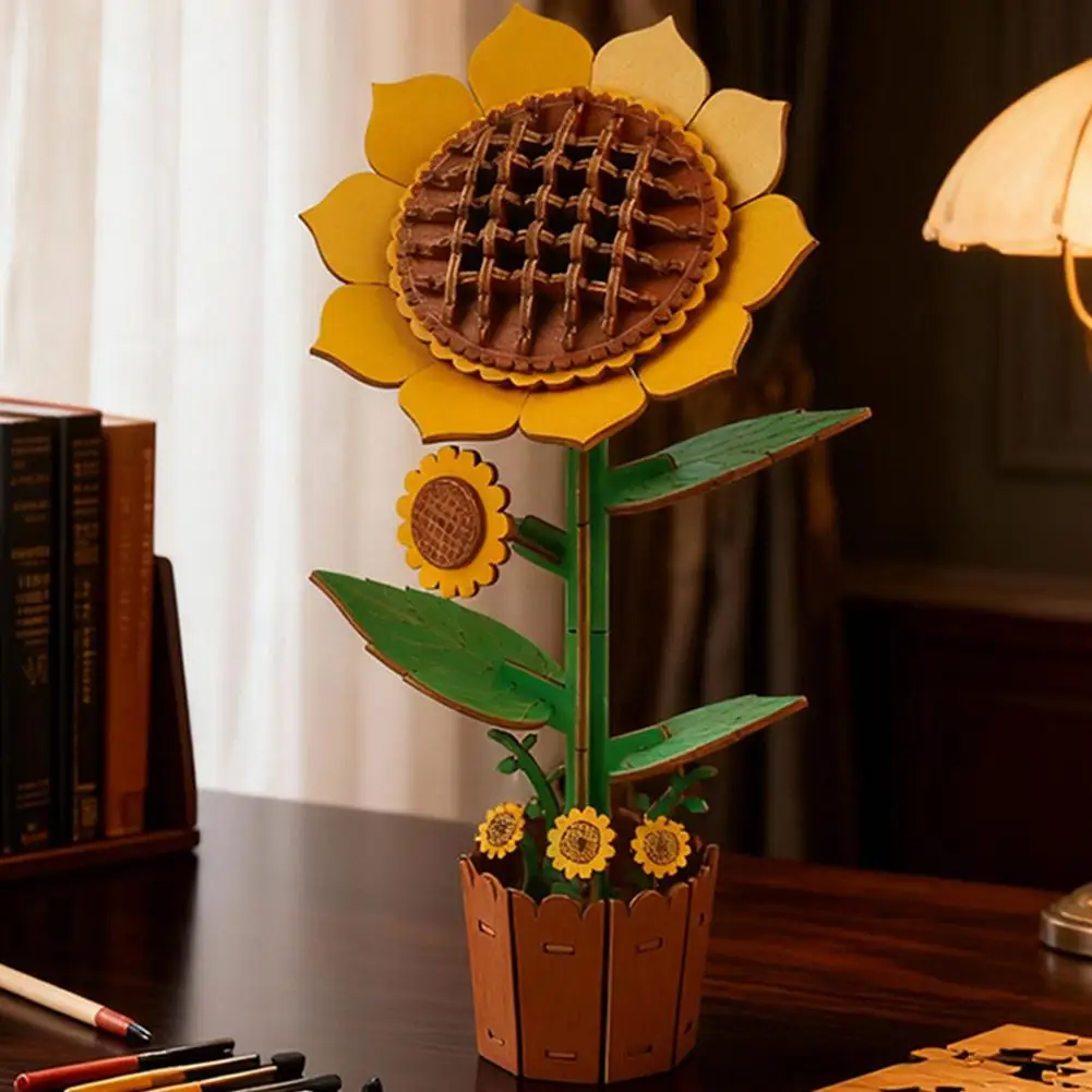 3D Wooden Building Block Rose Bouquet Handcrafted Valentine's Gift for Women Birthday Present: Floral Potted Plant Toy 2026 1pcs